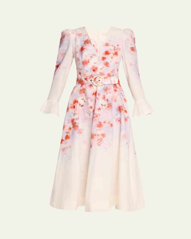 Crush Frill-Sleeve Midi Dress
